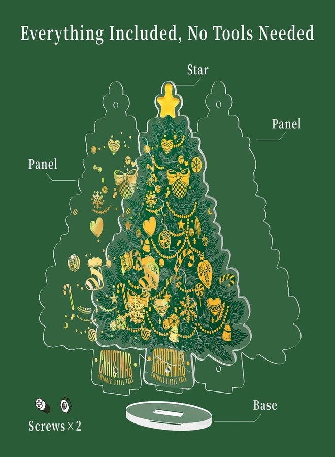 TOI Christmas Tree Acrylic Puzzles | Stained Glass Christmas Puzzles with Standee Frame | Clear Art Crystal Christmas Tree Puzzles for Home Decoration Gift - Image 3